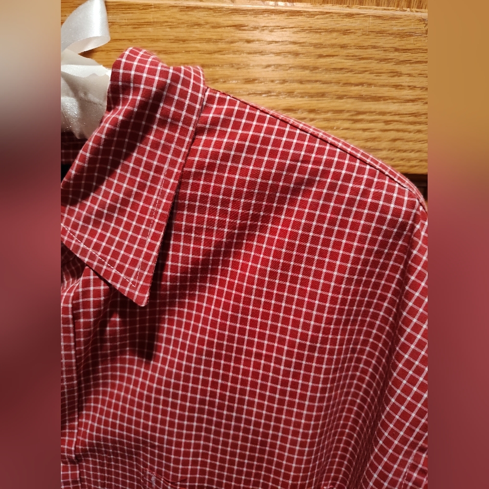 GAP Men's Barn Red/White Checkered Shirt, XXL